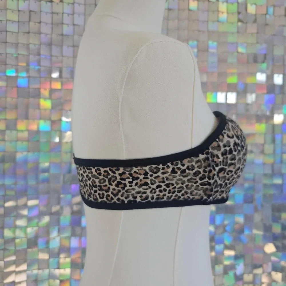 Victoria's Secret PINK Bandeau Bra Womens S Tan Leopard Excellent Strapless Mesh